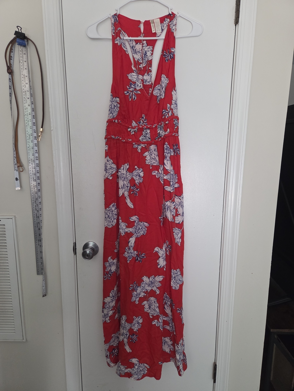 Japna Red Floral Racerback Maxi Dress Size M Boho Bohemian Long Dress NWOT